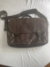 Samsonite Brown Leather Briefcase Laptop Classic Style Flap Messenger picture