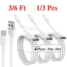 3 PACK 3/6FT USB Data Charger Cable Adapter Cord For Apple iPhone 5 6 7 8 XR 11 picture