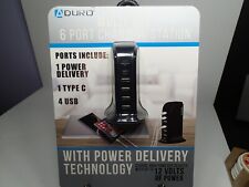 Aduro Multi Use 6 Port Charging Station 1 Power Delivery 1 Type C and 4 USB New picture