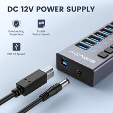 ACASIS Powered USB Hub Multi ports USB 3.0 Data/Charge Hub 12V Individual Switch picture