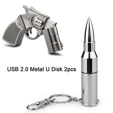 Bullet Model USB Flash Drive+Gun Model Flash Drive 32GB USB 2.0 2pcs Pack Silver picture