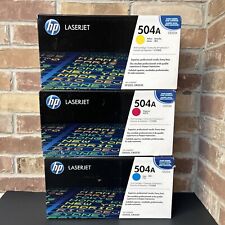 Lot of 3 HP Genuine OEM LaserJet Toner 504A Cyan Magenta Yellow - SEALED NEW picture