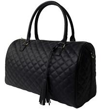 Womens Quilted Weekender Duffle Carry Bags Overnight One Size, Black-03  picture