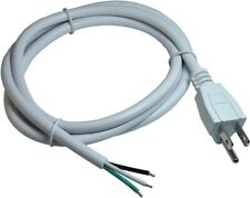 16/3 AWG 3 Prong AC Replacement Power Cord, Open End 10A 5FT Ul-Listed White picture