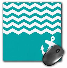 3dRose Turquoise and white chevron with nautical anchor - sailor zigzag pattern picture