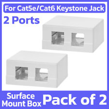 2 Pack Double Hole Surface Mount Keystone Jack Wall Box 2 Port Cat5e Cat6 picture