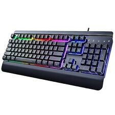 Dacoity Gaming Keyboard, 104 Keys All-Metal Panel, Rainbow LED Backlit Quiet ... picture