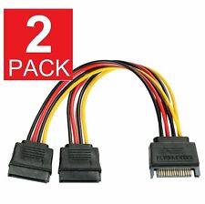 2x SATA Power 15 pin Y Splitter Cable Adapter Male to Female for HDD Hard Drive picture