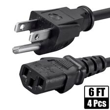 4 Pcs 6FT Power Cord Cable NEMA 5-15P to IEC320 C13 AC Plug US 3-Prong 18AWG 10A picture