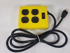 Yellow Metal Power Block, 4-Outlet,  Old School, indoor use, heavy duty picture