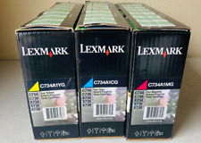 🔥Genuine Set of 3 Lexmark C734A4CG C734A4MG C734A4YG SEALED OEM 🔥 picture