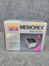 Vintage Memorex 5 1/4” Floppy Disk Holder File Storage Box Roll-Top Lid picture