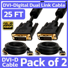 2 Pack 25 Feet DVI Cable DVI-D Dual-Link Male to Male Cord Digital Monitor Cable picture
