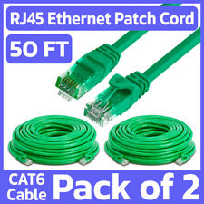 2 Pack 50FT Cat6 Patch Cord Green RJ45 LAN Ethernet Cable Network Internet Cord picture