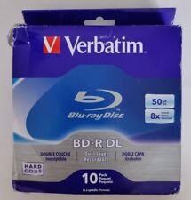 VERBATIM 8X Blu-Ray BD-R DL Dual Layer 50GB Branded Logo 10 pk Spindle Box 97335 picture