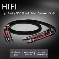 Pair OCC Silver Plated Speaker Cable Audio Line with Rhodium Plated Banana Plugs picture