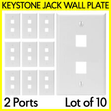 10 PCS 2 Port Keystone Wall Plate Cover Keystone Jack Wall Outlet 1 Gang White picture