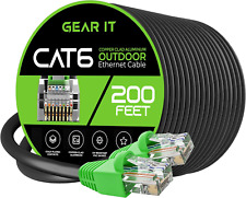 GearIT Cat6 Outdoor Ethernet Cable (200 Feet) CCA Copper Clad, Waterproof, Direc picture