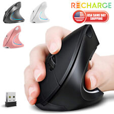 USB Rechargeable Wireless Vertical Ergonomic Optical Mouse 2400 DPI 6 Buttons PC picture