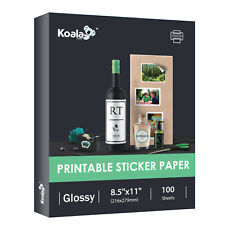 100 Full Sheets Koala Printable Glossy Sticker Paper for Inkjet + Laser Printer picture