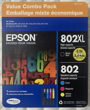 Epson 802XL Black & Epson 802 Cyan Magenta Yellow Ink Set T802XL-BCS Retail Pack picture
