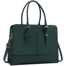Laptop Bag for Women Leather Work Tote 15.6 Inch Large, Deepgreen  picture