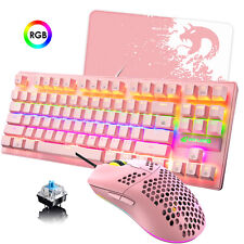Mechanical Gaming Keyboard and Mouse Combo RGB Backlit Wired Honeycomb Mice USB picture