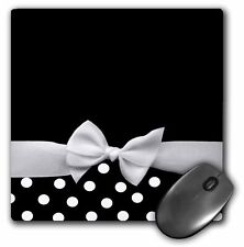 3dRose Retro chic black and white polka dots and white ribbon bow - 50s classic picture