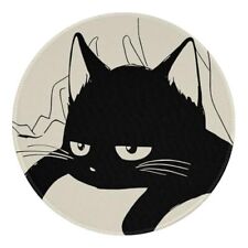 Round Black Cat Mouse Pad Small Cool Mouse Pads for Desk Wireless Mouse Funny picture