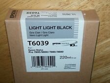 10-2023 GENUINE EPSON T6039 LIGHT LIGHT BLACK 220ml INK STYLUS PRO 7880 9880 picture