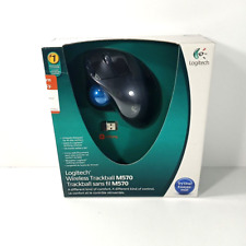 Logitech M570 Wireless Trackball Mouse Four Buttons Scroll Black/Blue New Sealed picture