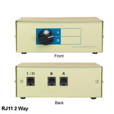 Kentek RJ11 Manual Data Switch 2 Way Rotary Dail Type 11P Telephone Modem Fax AB picture