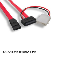 Kentek 12inch Slimline SATA Cord 7+6Pin to 7Pin+Molex Power Laptop Optical Drive picture