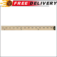 Westcott Wood Wooden Yardstick Ruler Hang Hole & Brass Ends Clear Lacquer Finish picture