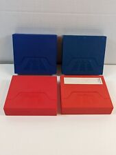 Vintage ComputerMate Floppy Disk Cases (4) Red Blue Holders Retro Media picture