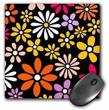3dRose Retro Flower Pattern - White Yellow and Orange Daisy Flowers on Black - 6 picture