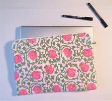 Beautiful Laptop Bag, Hand Block Print Quilted Cotton Floral Print Laptop Bag. picture