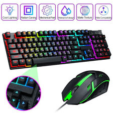 Rainbow LED Gaming Keyboard and Mouse Set Multi-Colored Backlight Mouse picture