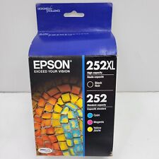 Genuine OEM Epson 252XL Black 252 Cyan Magenta Yellow Replacement Ink Cartridges picture