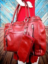 WILSON'S LEATHER WOMEN'S BURNT RED LEATHER LAPTOP BRIEFCASE SHOULDER BAG picture