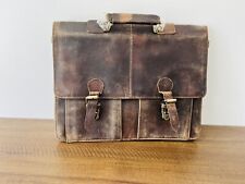 Leather Laptop Vintage Bag/ Leather Briefcase Antique Vintage Style picture