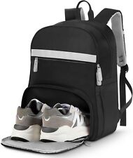 MoKo Womens Gym Backpack, Large Travel Backpack with Shoe Compartment Black  picture