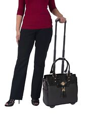 Rolling Laptop Bag for Women - THE MILANO Black Laptop Briefcase With Wheels picture