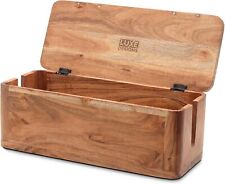 Large Cable Management Box - Acacia Wood Cable Organizer Box and Power Strip Box picture