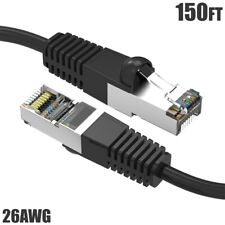 150FT Cat5E RJ45 Ethernet LAN Network FTP Shielded Patch Cable Pure Copper Black picture