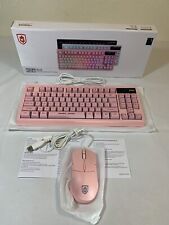 Kolmax Hunter K04 87% RGB White Membrane Gaming Keyboard and Mouse - Pink picture