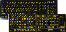 ENGLISH US KEYBOARD STICKER LARGE LETTERS BLACK-YELLOW  LETTERING picture