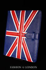 iPad 2 3 & 4 (UNION JACK Blue Lambskin) Real Genuine Leather Cover Case Stand picture