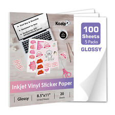 Bulk 100 Printable Vinyl Sticker Paper Glossy White Waterproof Inkjet Printer picture