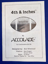 4th & Inches Accolade Commodore 64 Computer Game Manual Booklet Vintage 1987 picture